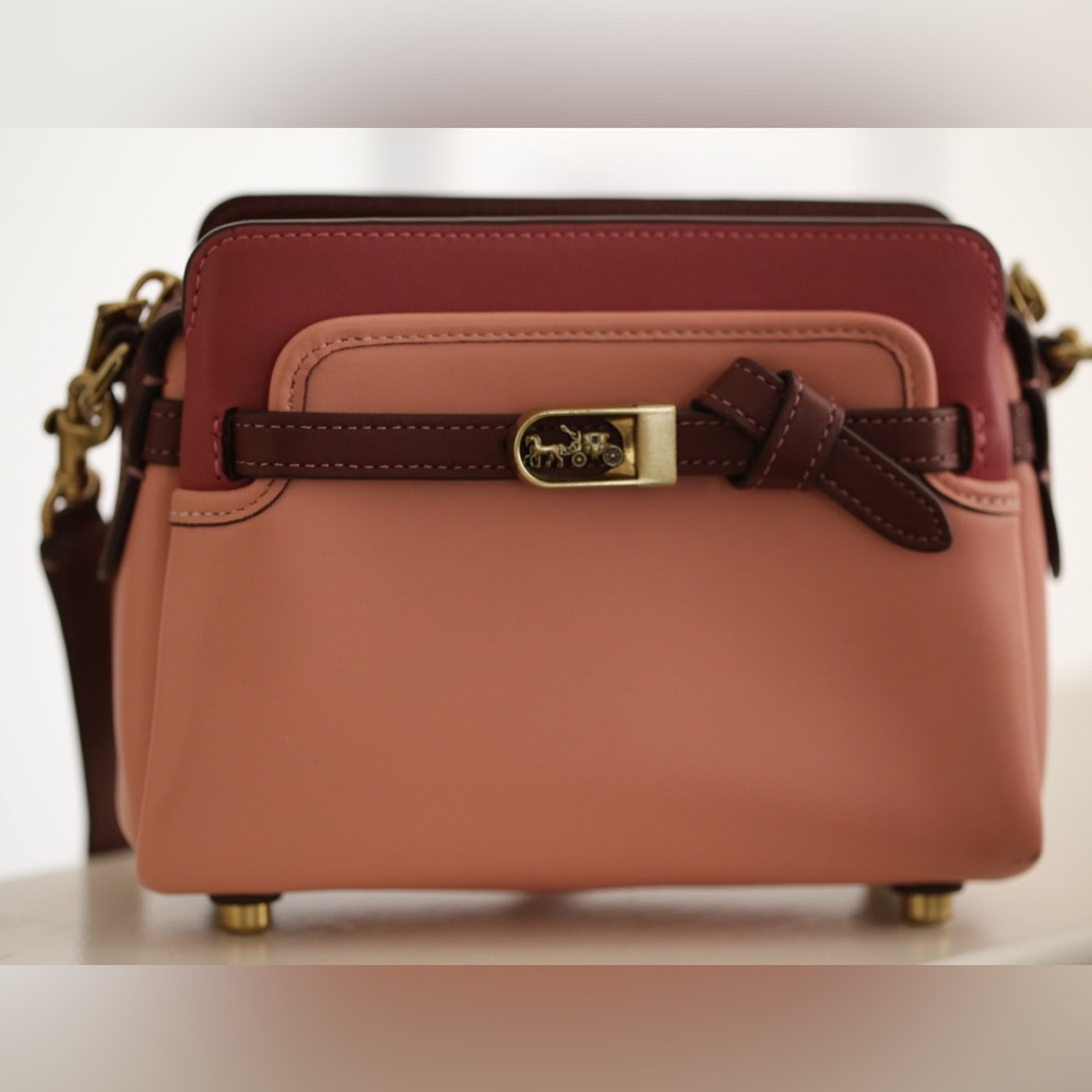 Coach Tate 18 Pink and Brown Women's micro crossbody bag